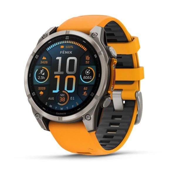 Garmin Fenix 8 51mm AMOLED Sapphire Titanium w. Spark Orange/Graphite Silicone Band (010-02905-10/11)