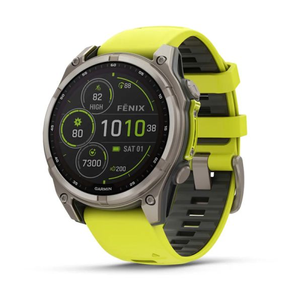 Garmin Fenix 8 47mm Solar Sapphire Titanium w. Amp Yellow/Graphite Silicone Band (010-02906-20/21)