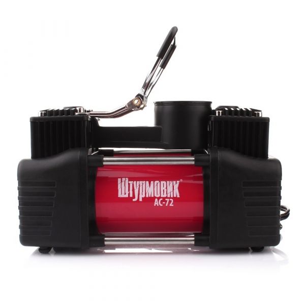Компрессор "Штурмовик" AC-72 150psi/25Amp/60л/2 цилиндра/PU шланг 5,0м с дефлятором/клеммы АКБ (AC-72)