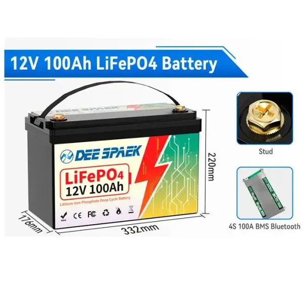 Літій-залізо-фосфатний акумулятор DEE SPAEK LiFePO4 12V 100Ah Bluetooth (1280Wh) (BMS 100A)