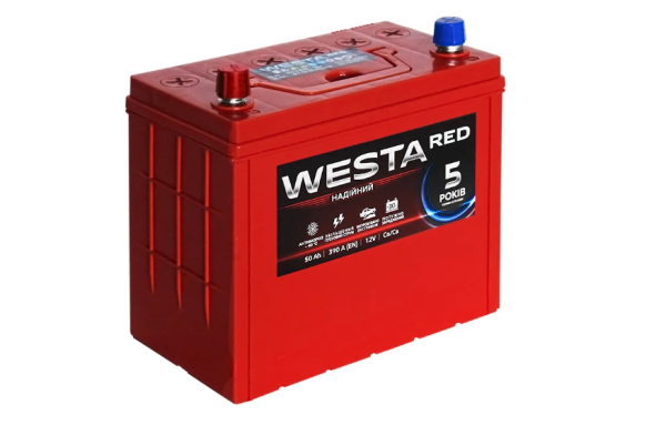 Автомобільний акумулятор WESTA 6CT-50Аh Asia RED Аз (WA501)
