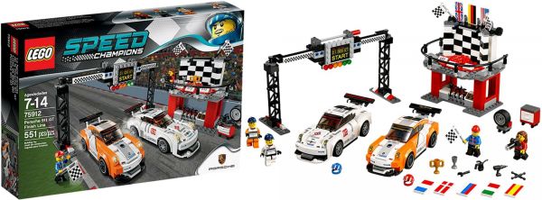 Пластмассовый конструктор LEGO Speed Champions Финишная линия гонки Porsche 911 GT (75912)