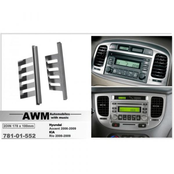 Рамка переходная 781-01-552 Hyndai Accent/KIA RIO/Sportage 2DIN ->09