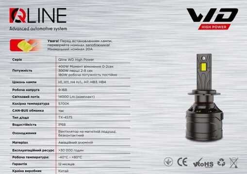 Лампи світлодіодні Qline WD High Power H4 6000K (2шт)
