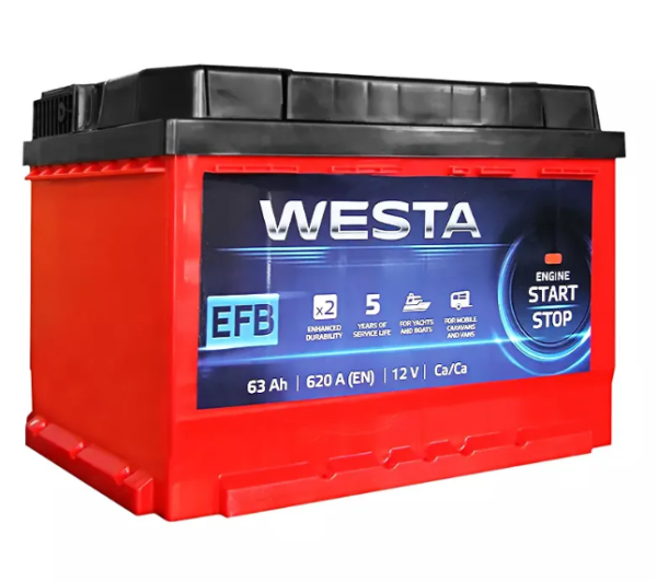 Автомобільний акумулятор EFB Westa 6CT-63 Аз RED EFB WEFB631